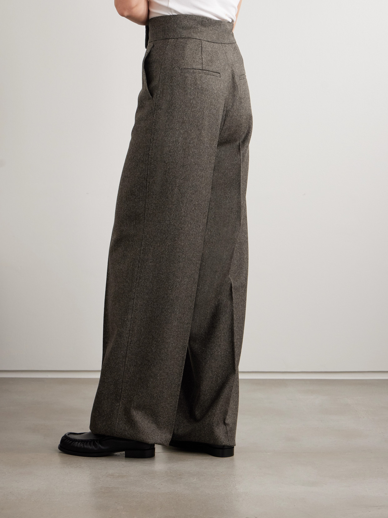 Max Mara Wool Wide-leg Pants In Gray