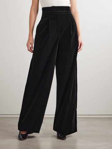 Max Mara Stretch-cotton velvet wide-leg pants