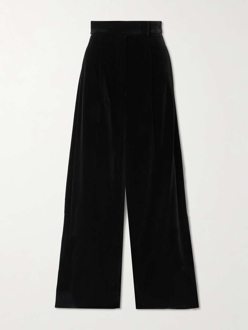 Max Mara Stretch-cotton Velvet Wide-leg Pants