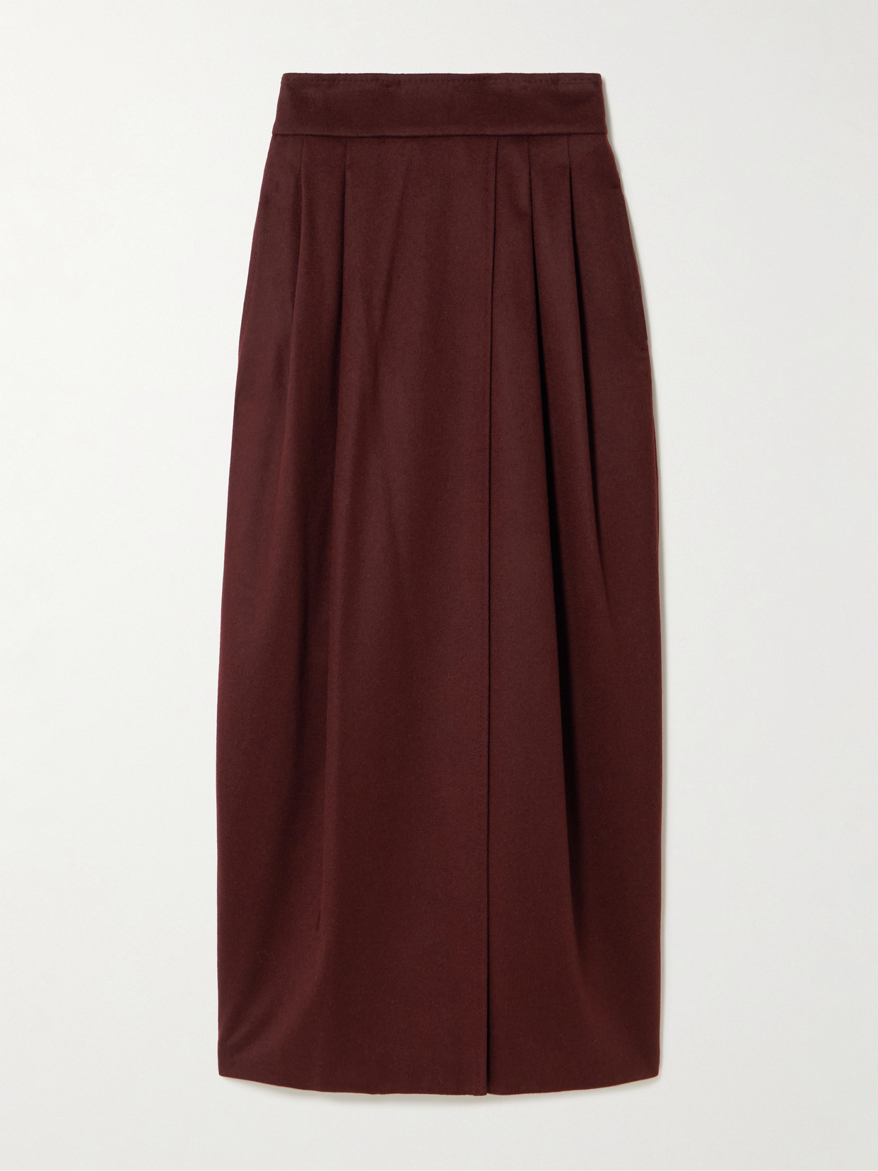 Max Mara Pleated Camel Hair Maxi Skirt In Brown