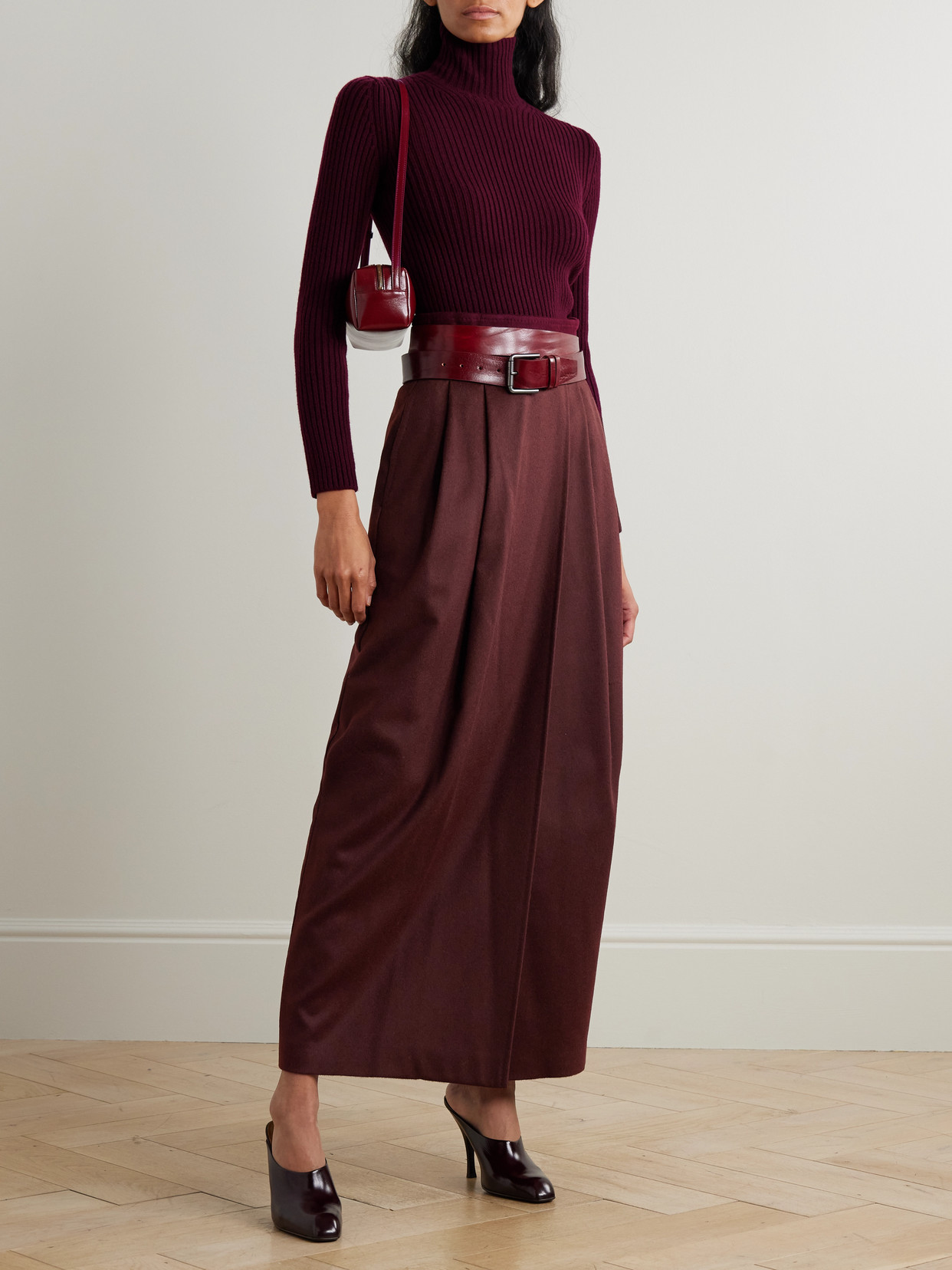 Max Mara Pleated Camel Hair Maxi Skirt In Brown