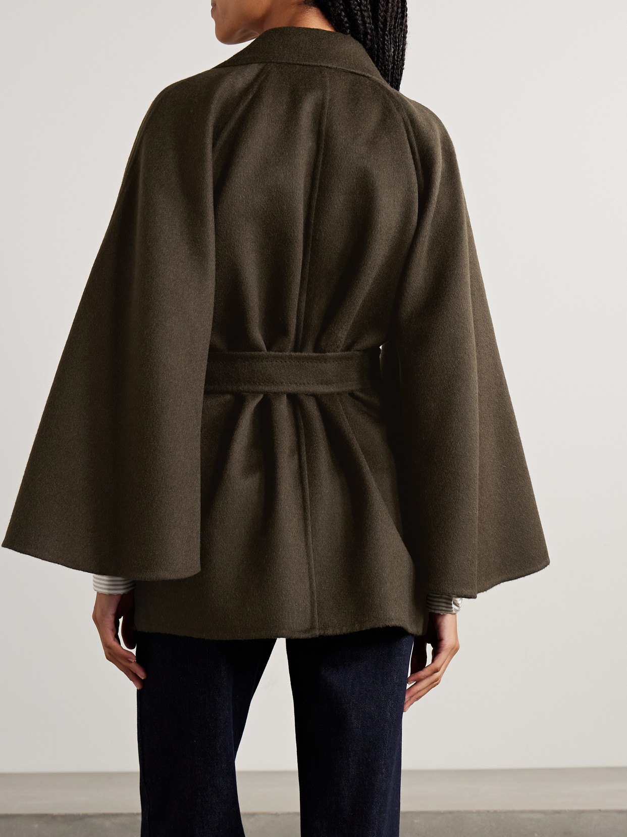 Max Mara Verna Belted Camel Hair Coat In Green