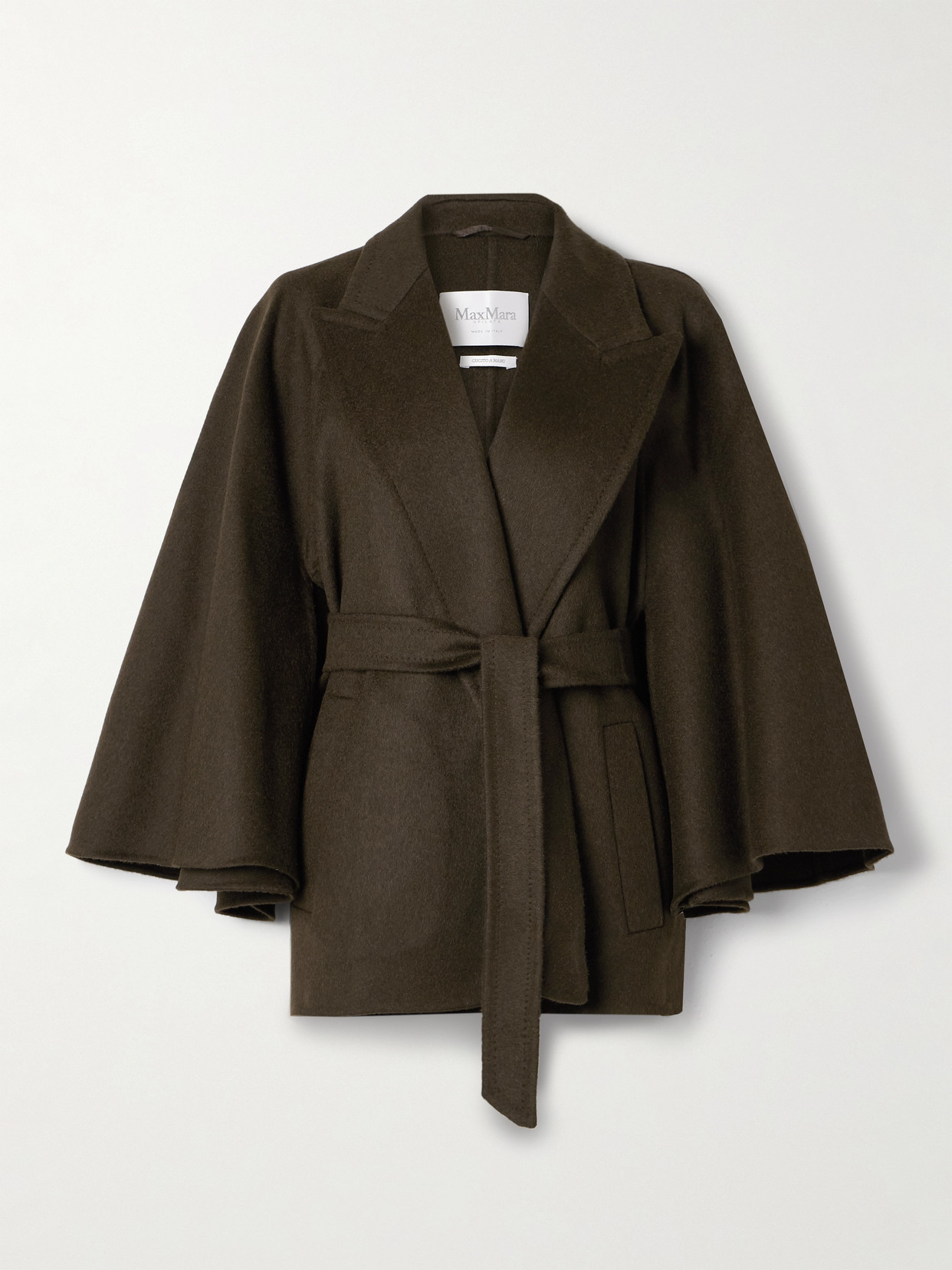 Max Mara Verna Belted Camel Hair Coat In Green