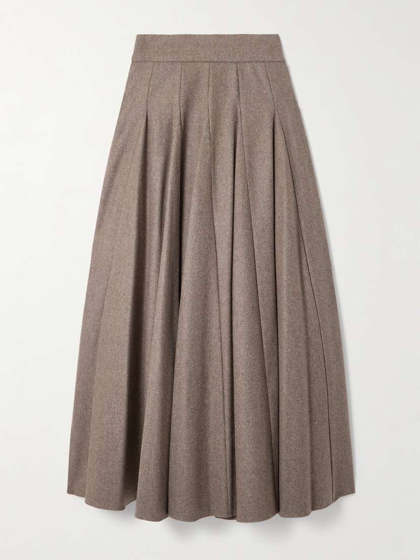 Max Mara Pleated Stretch-wool Felt Maxi Skirt