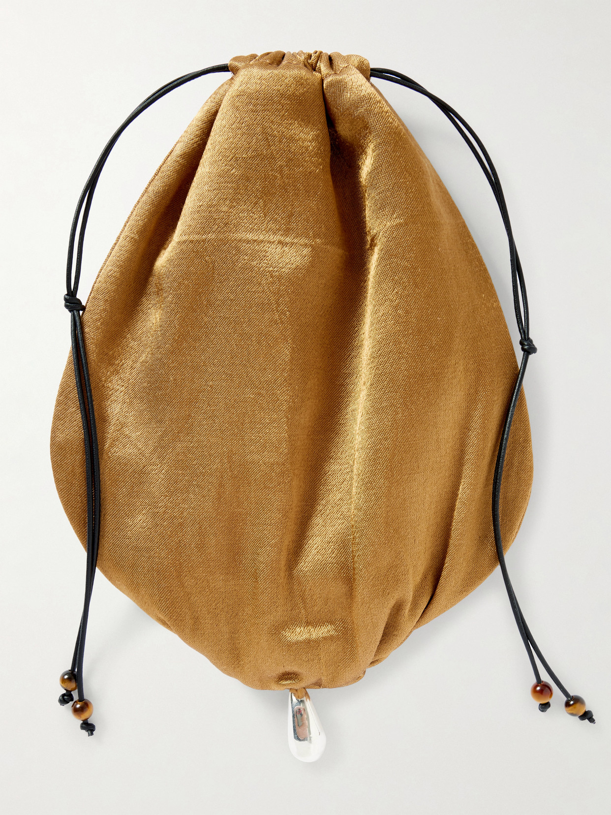 Sophie Buhai Teardrop Embellished Satin Drawstring Pouch In Silver
