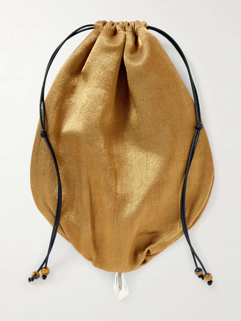Sophie Buhai Teardrop Embellished Satin Drawstring Pouch
