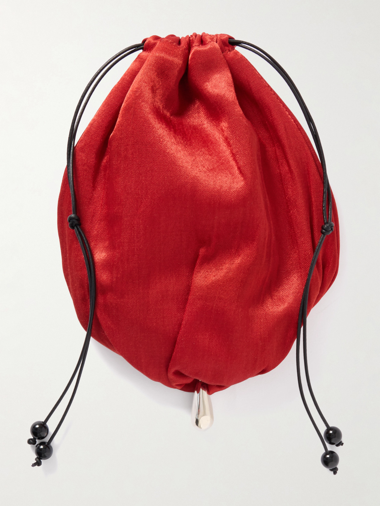 Sophie Buhai Teardrop Embellished Satin Drawstring Pouch In Red