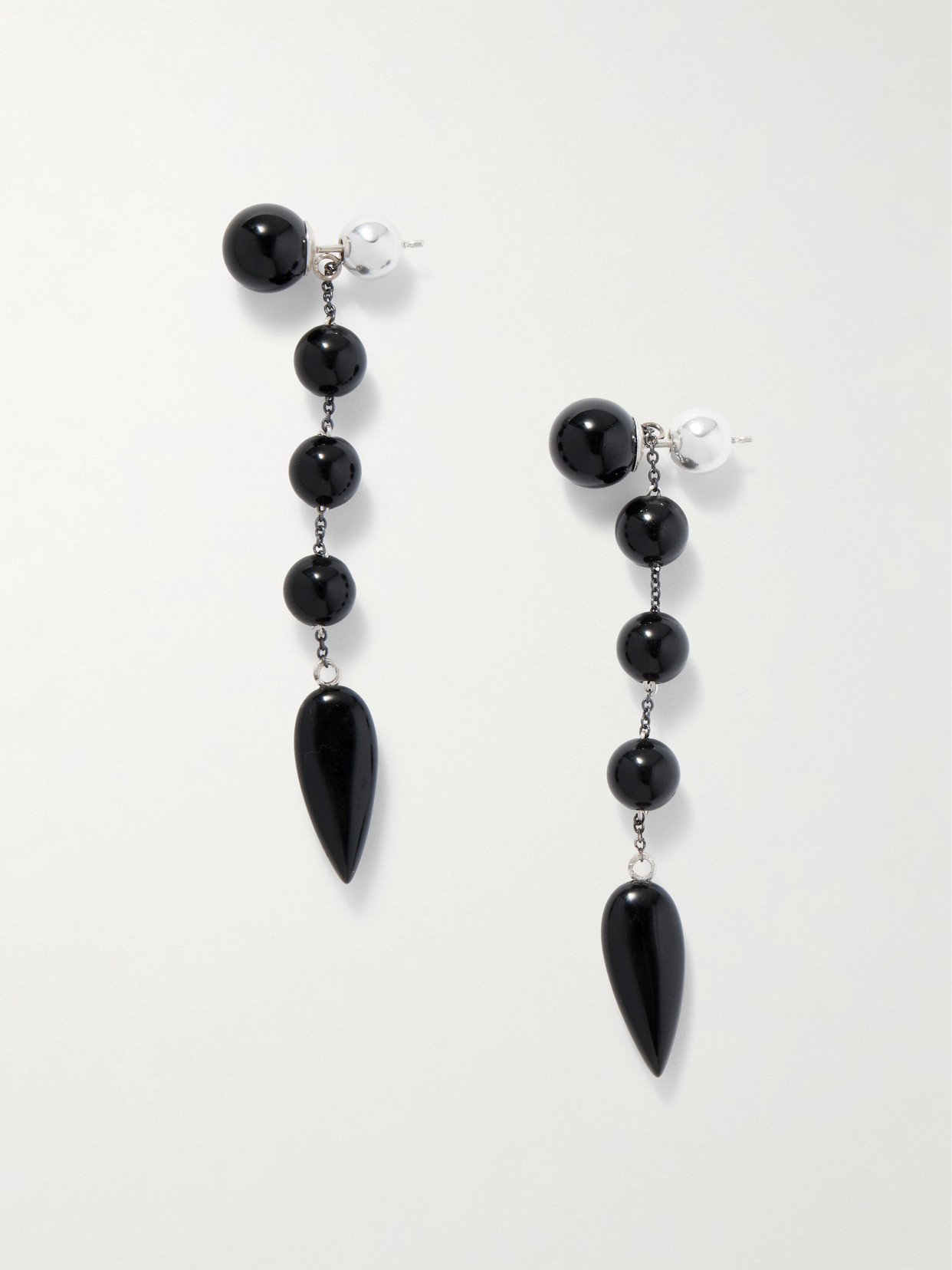 Sophie Buhai Small Phoenician Silver And Onyx Earrings In Black
