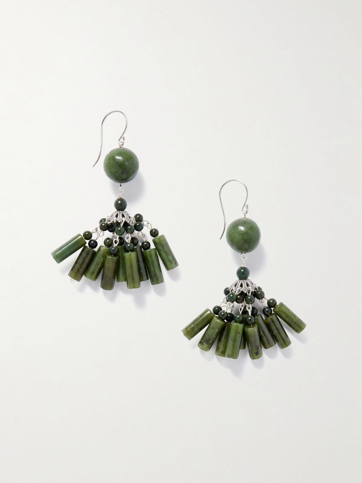 Sophie Buhai Flamenco Silver Jade Earrings In Green