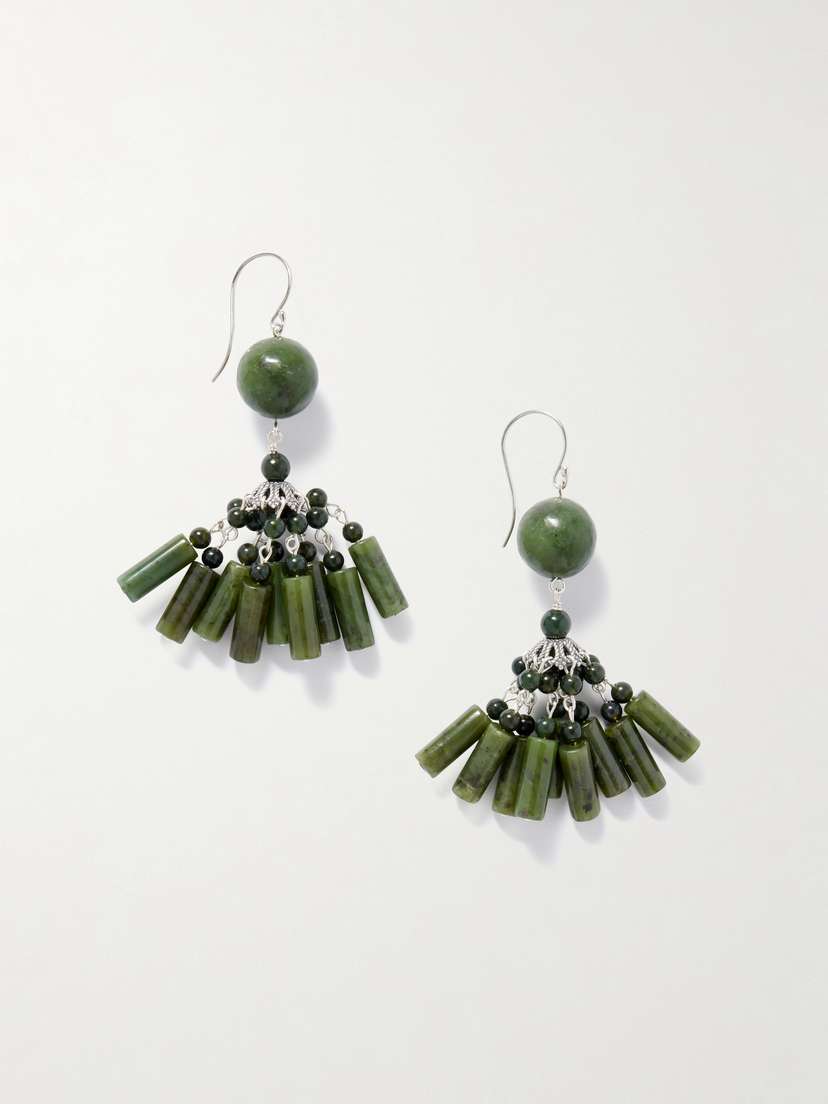 Sophie Buhai Flamenco Silver Jade Earrings