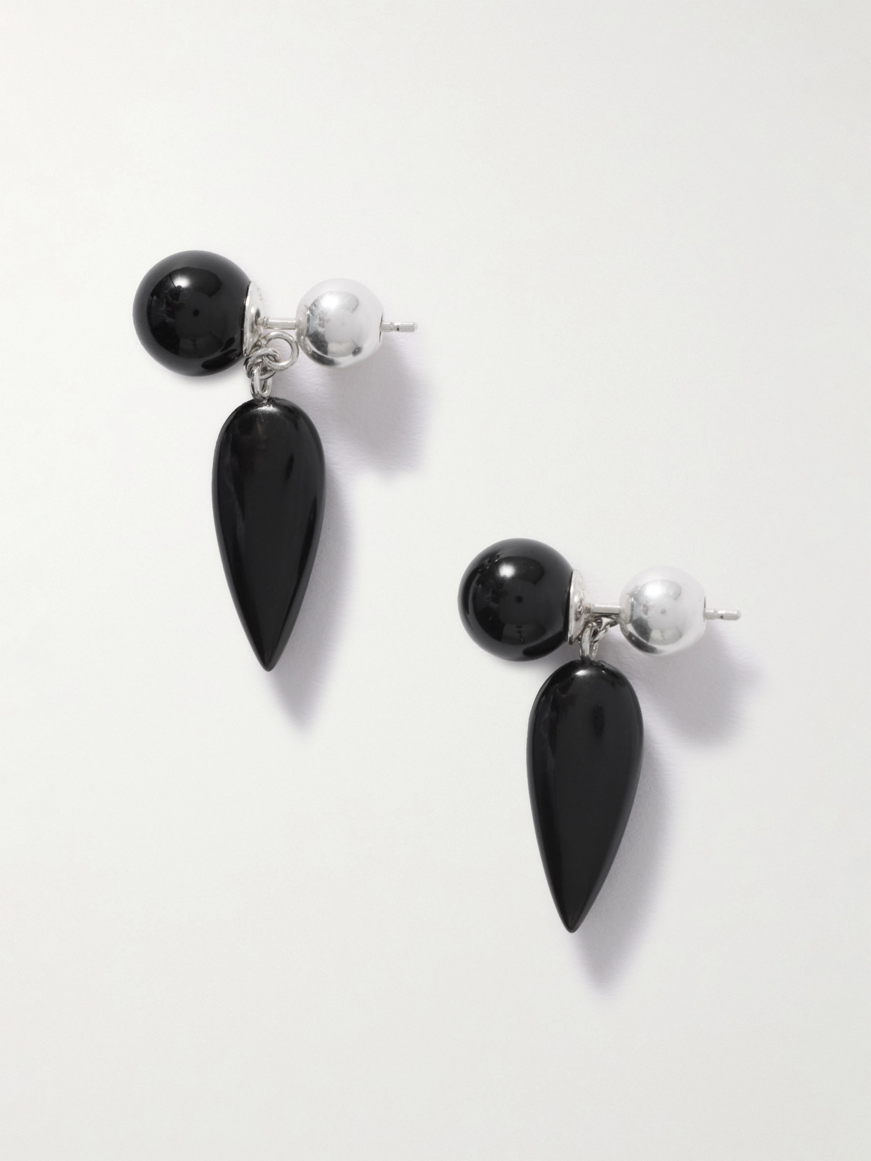 Sophie Buhai Tiny Phoenician Silver Onyx Earrings In Black
