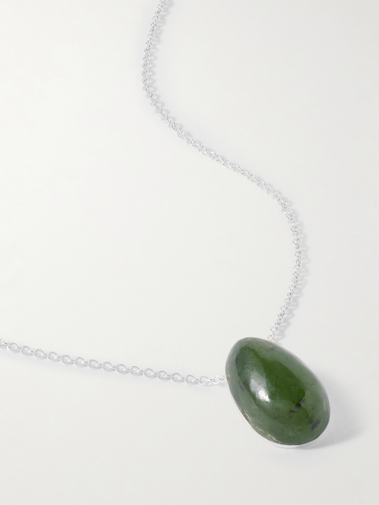 Sophie Buhai Tiny Egg Silver Jade Necklace In Green