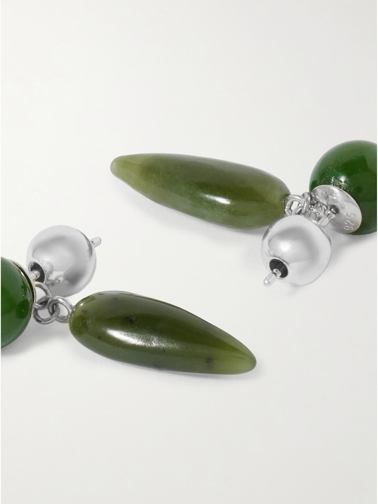 Sophie Buhai Tiny Phoenician Jade And Silver Earrings In Green