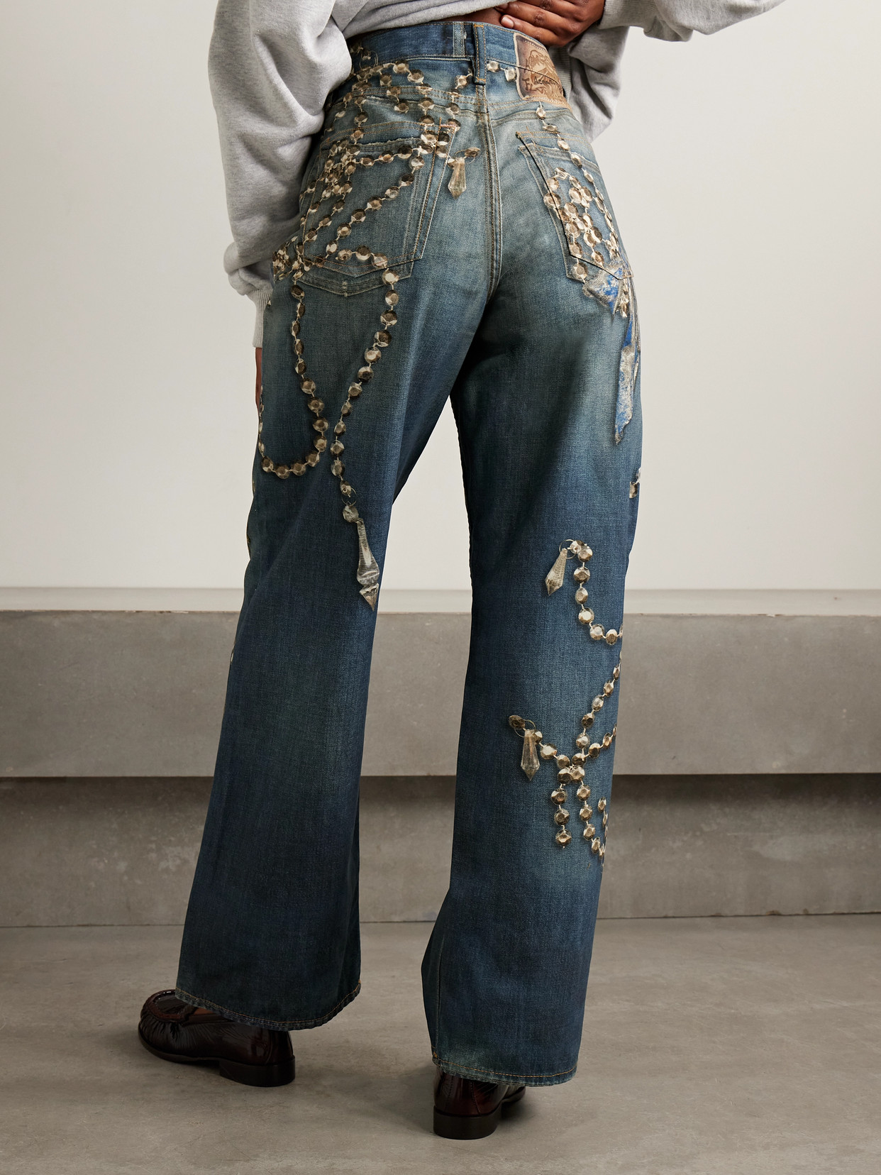 Acne Studios Trompe L'oeil Printed High-rise Wide-leg Jeans In Blue