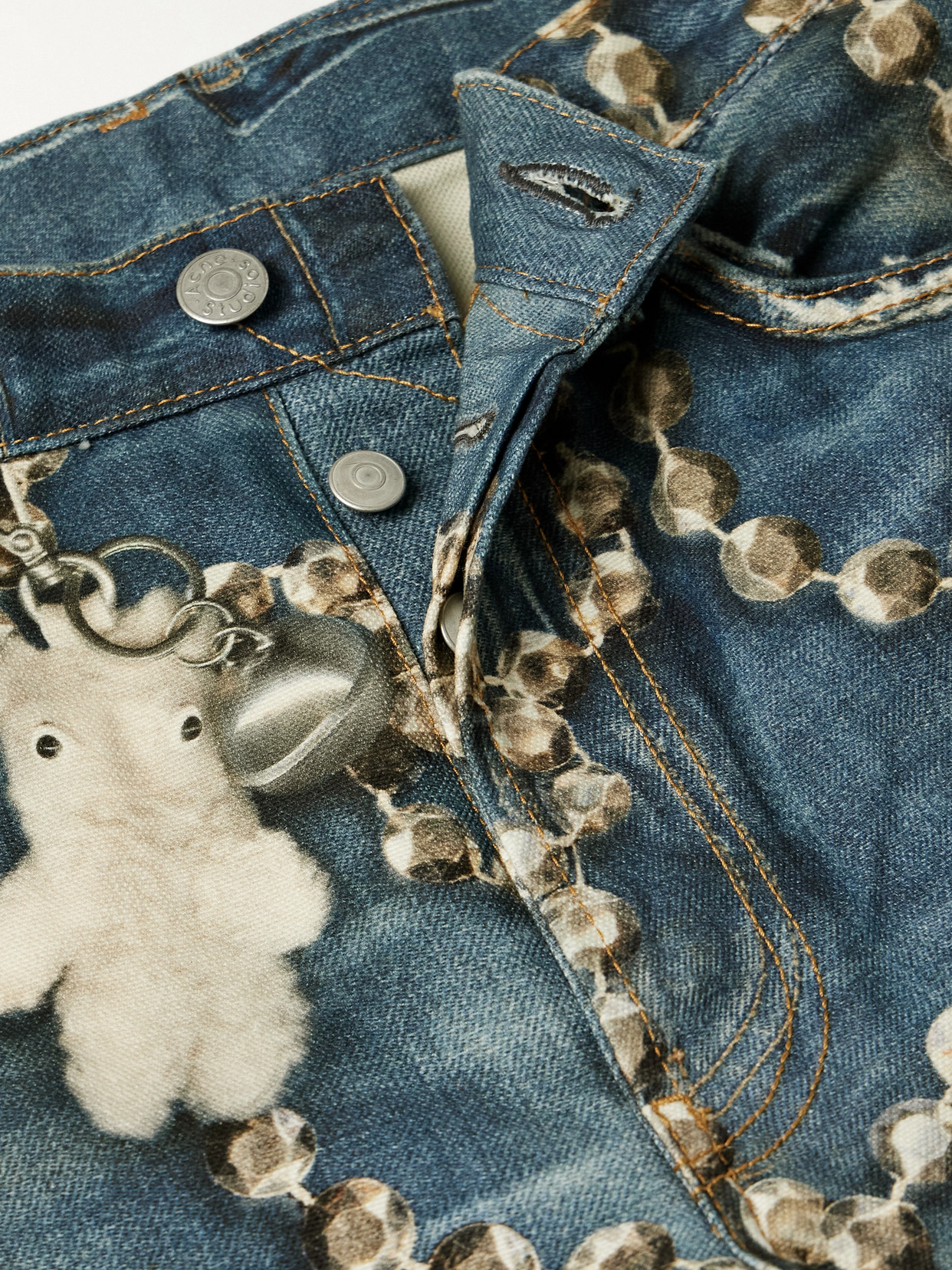 Acne Studios Trompe L'oeil Printed High-rise Wide-leg Jeans In Blue