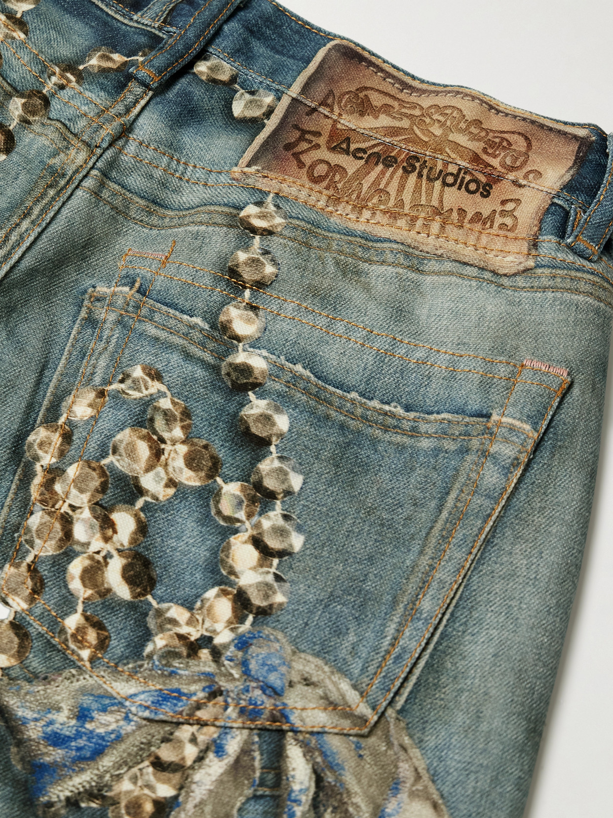 Acne Studios Trompe L'oeil Printed High-rise Wide-leg Jeans In Blue