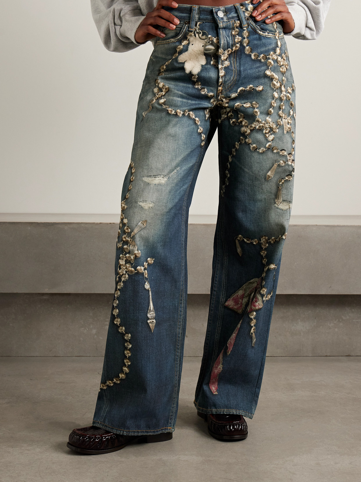 Acne Studios Trompe L'oeil Printed High-rise Wide-leg Jeans In Blue