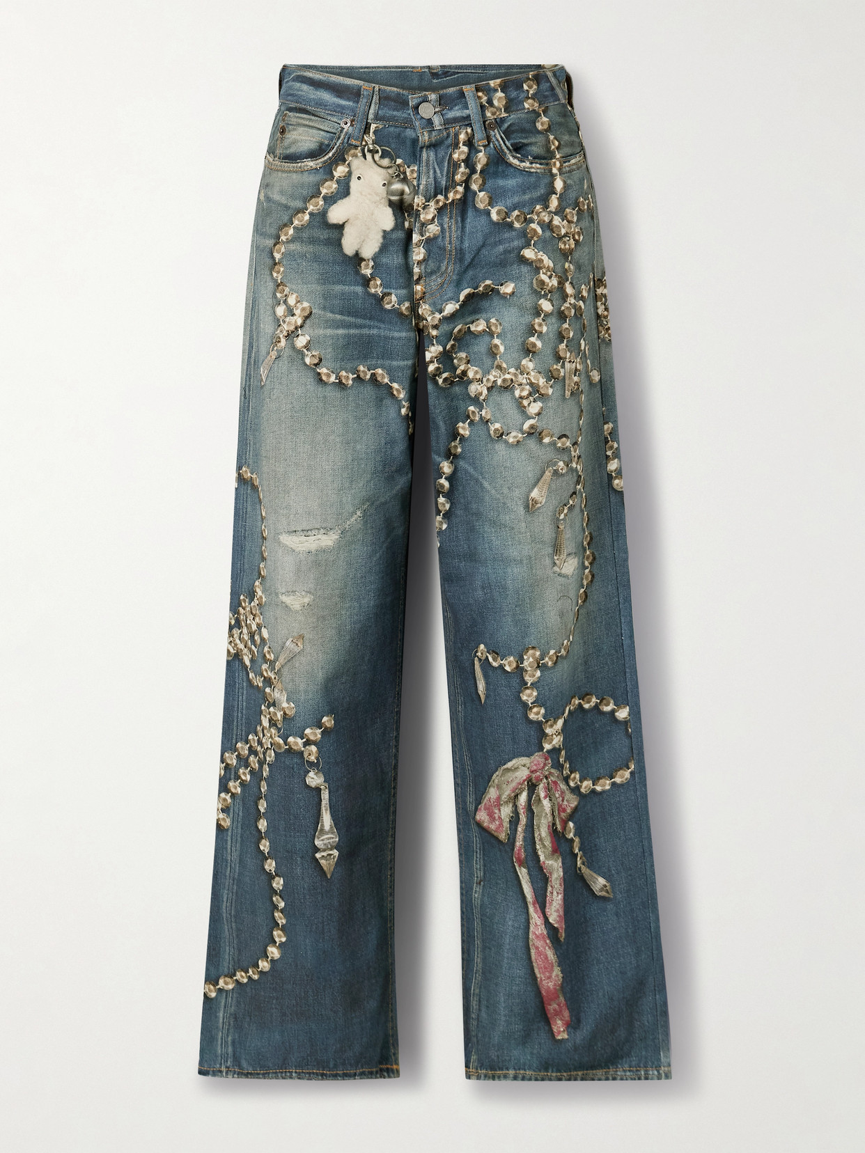 Acne Studios Trompe L'oeil Printed High-rise Wide-leg Jeans In Blue