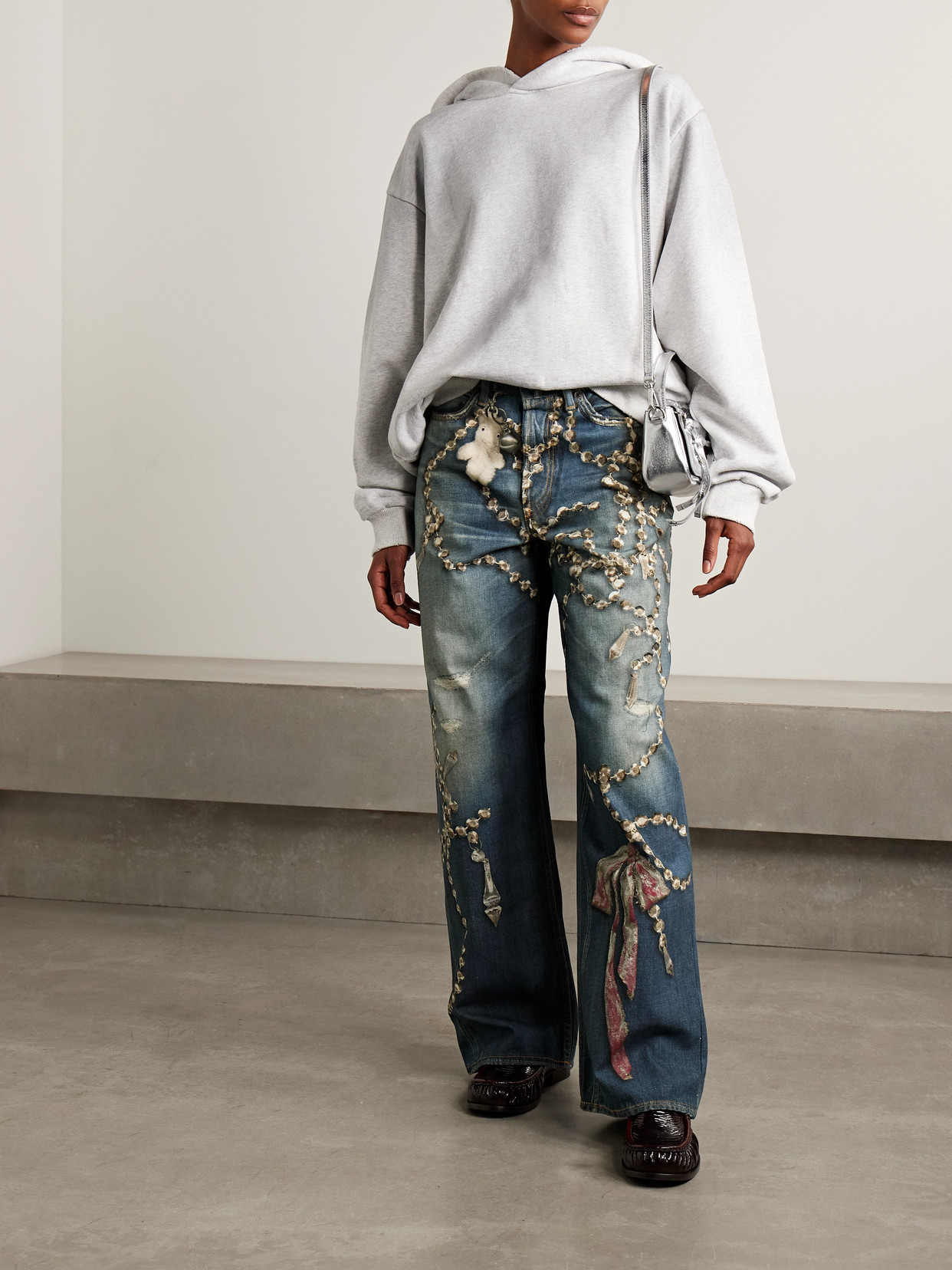 Acne Studios Trompe L'oeil Printed High-rise Wide-leg Jeans In Blue