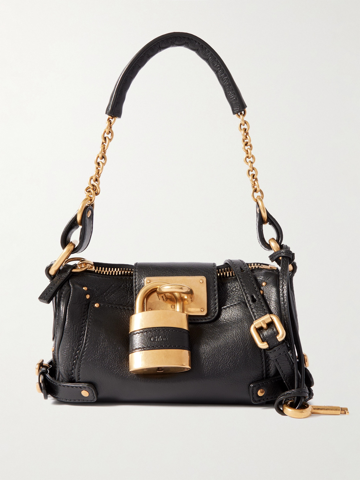 Chloé Paddington Textured-leather Shoulder Bag In Black