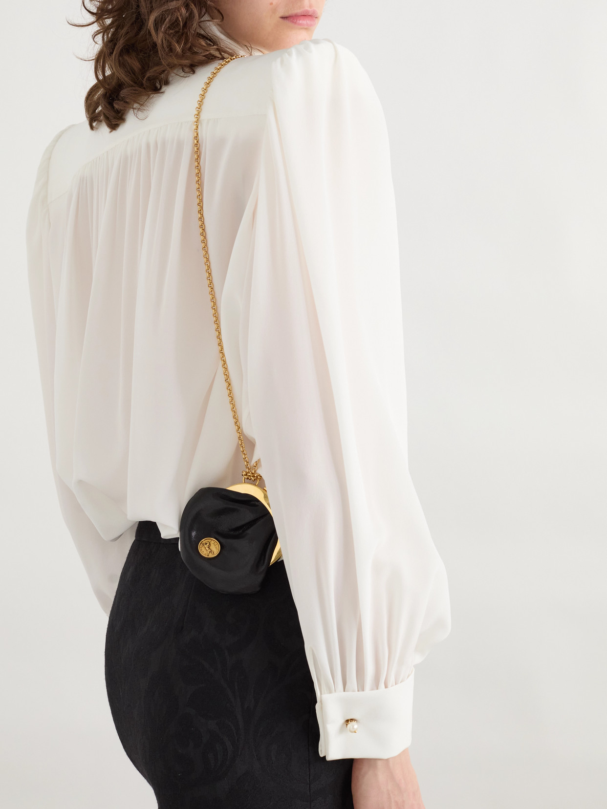 Chloé Embellished Textured-leather Coin Purse In Gold