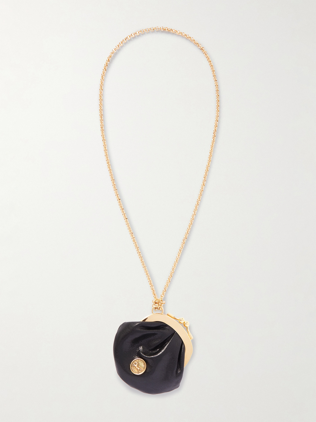 Chloé Embellished Textured-leather Coin Purse In Gold