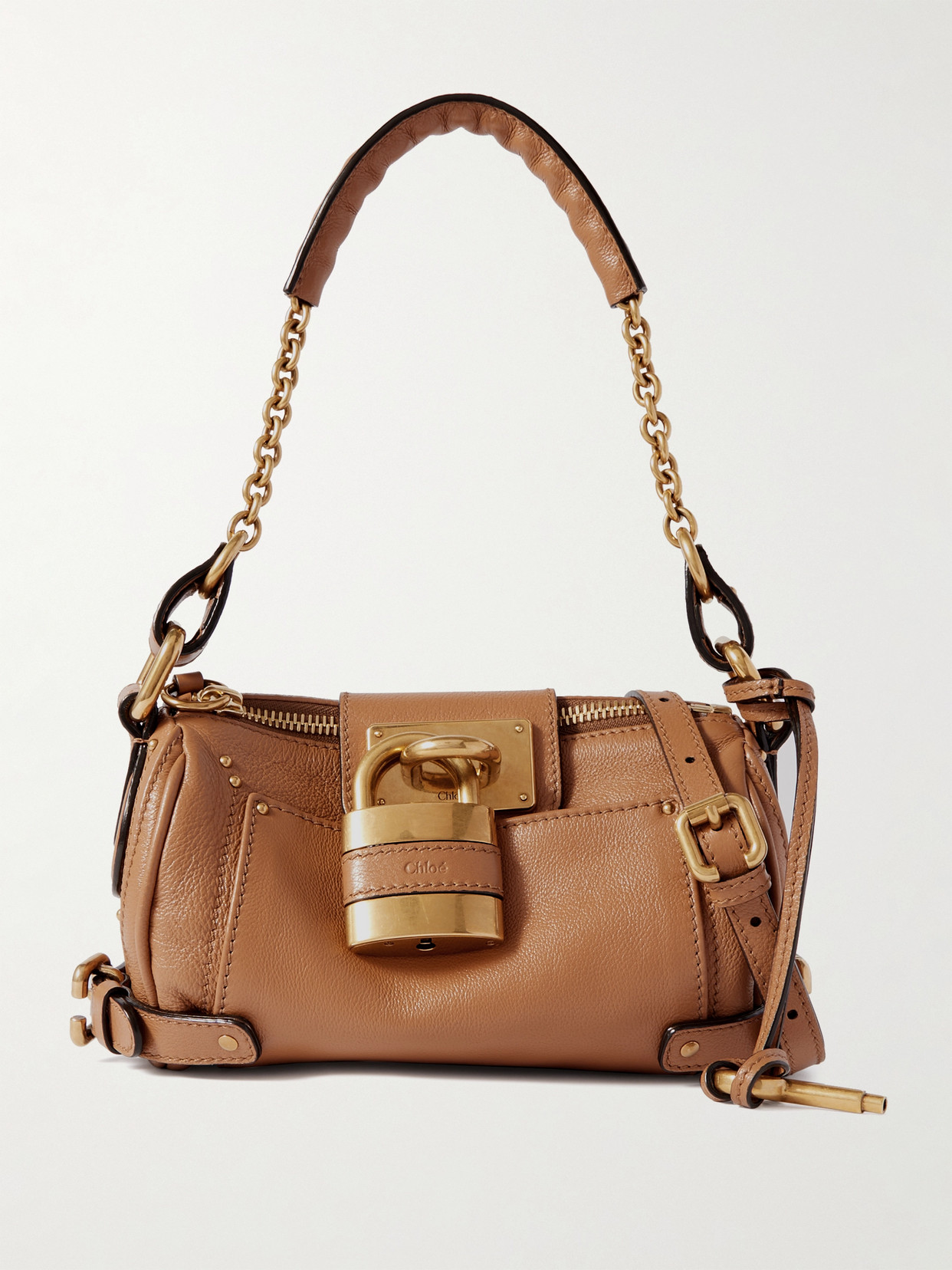 Chloé Paddington Textured-leather Shoulder Bag In Brown