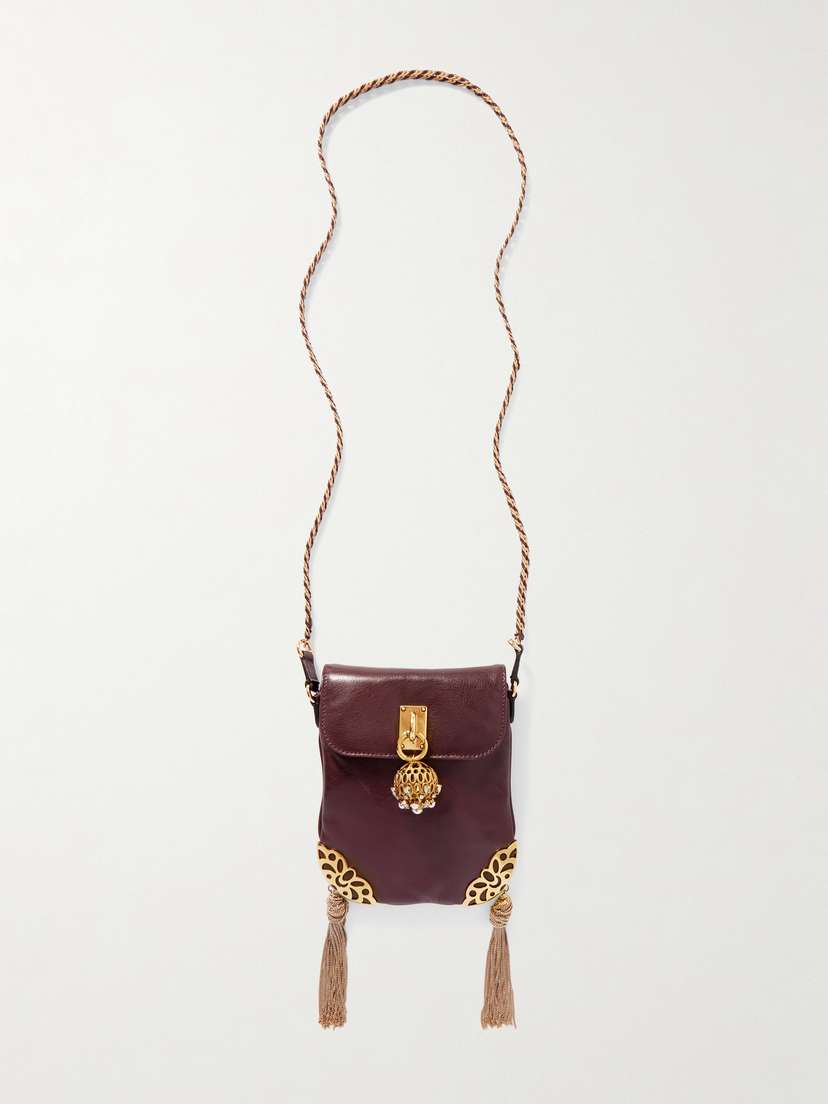 Chloé Château Treasures Embellished Textured-leather Shoulder Bag