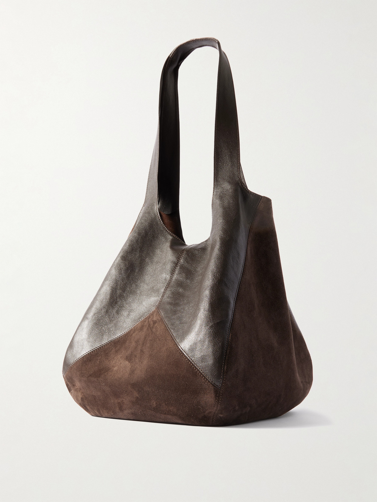Chloé Balloon Leather And Suede Tote In Brown