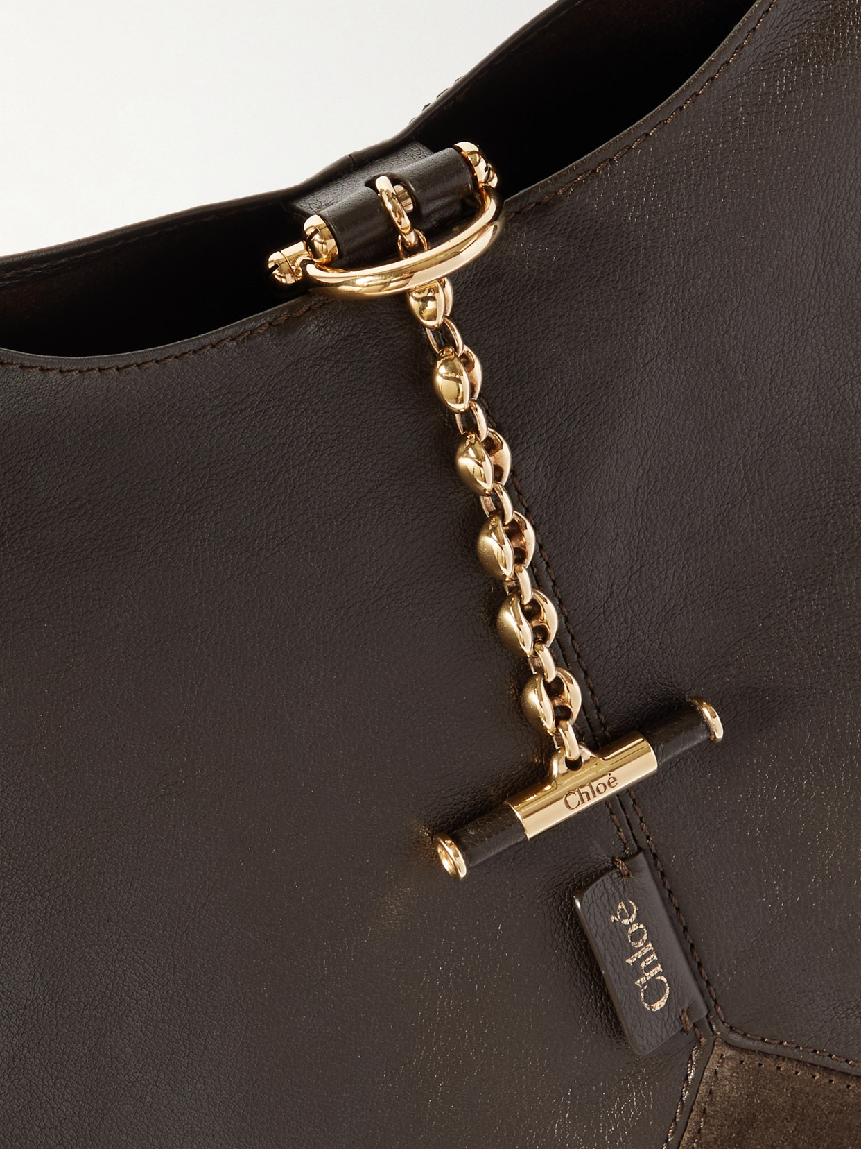 Chloé Balloon Leather And Suede Tote In Brown