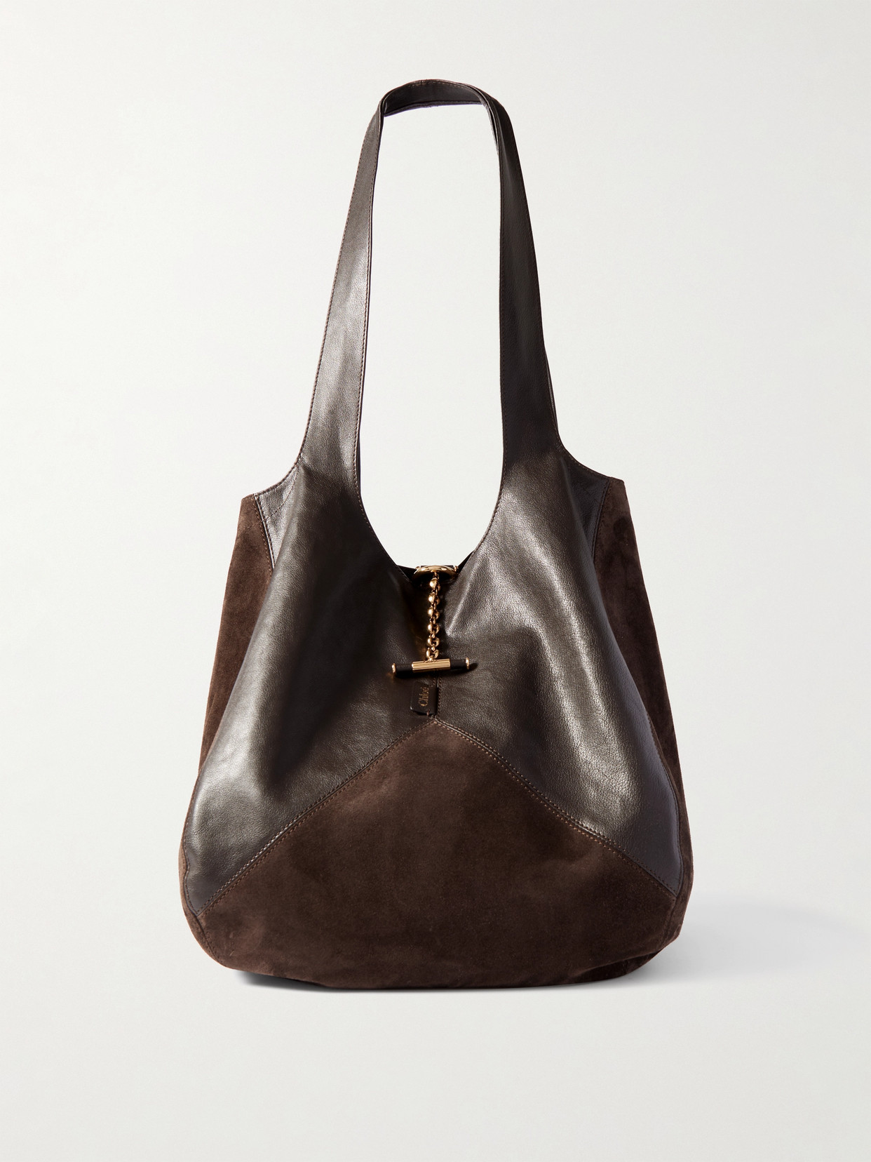 Chloé Balloon Leather And Suede Tote In Brown
