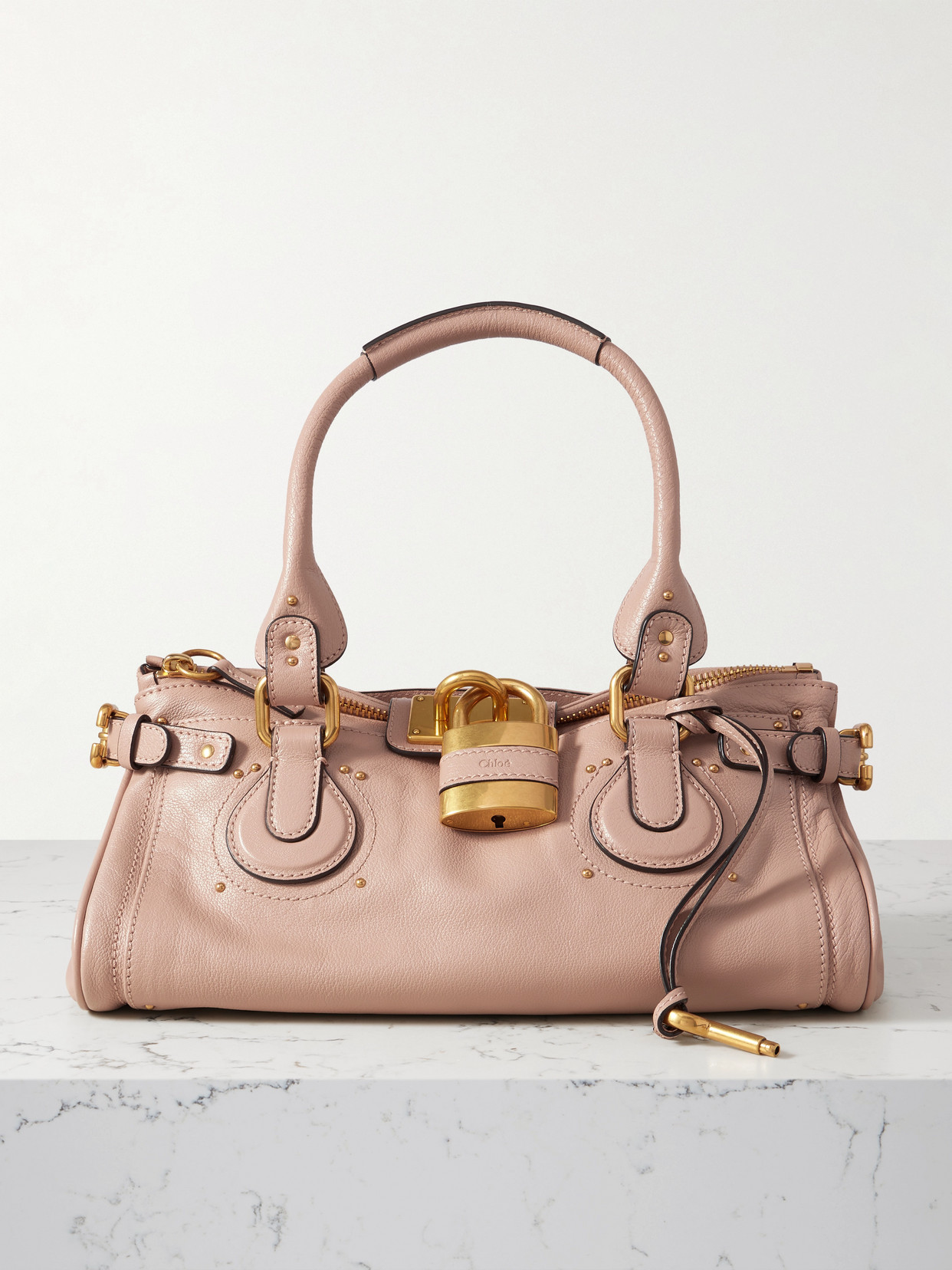 Chloé Paddington Embellished Leather Tote In Neutral