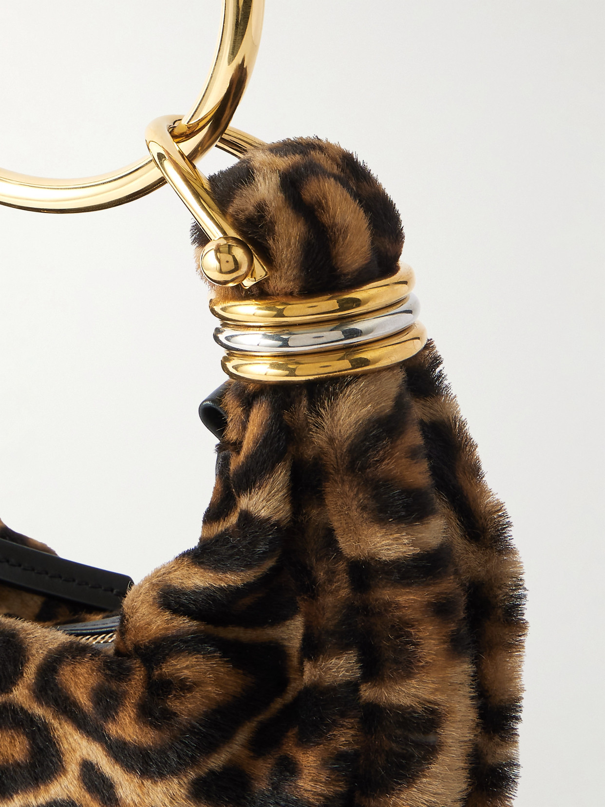 Chloé Mini Bracelet Leopard Print Genuine Shearling Hobo Bag In Multi