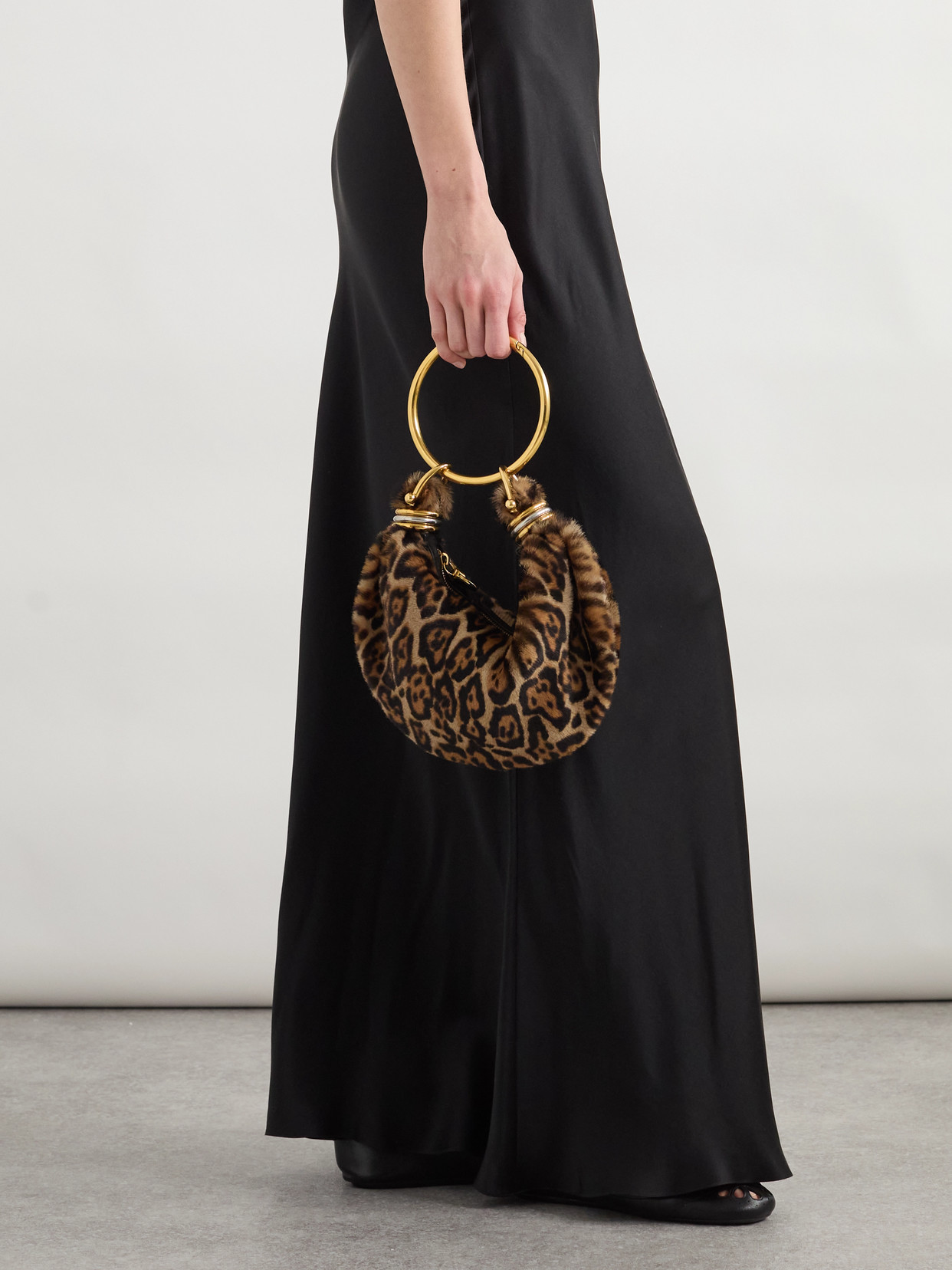 Chloé Mini Bracelet Leopard Print Genuine Shearling Hobo Bag In Multi