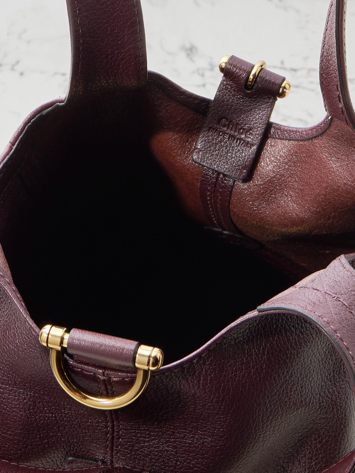 Chloé Balloon Paneled Textured-leather Tote In Burgundy