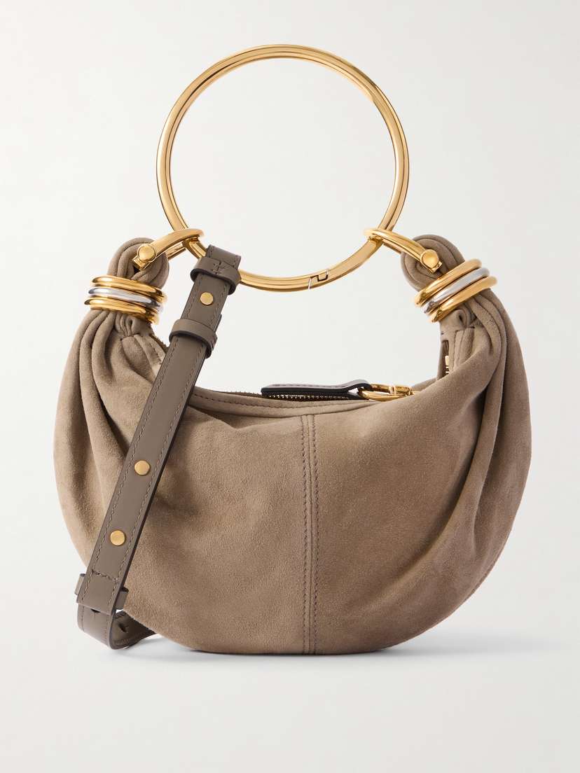 Chloé Bracelet Small Leather-trimmed Suede Tote