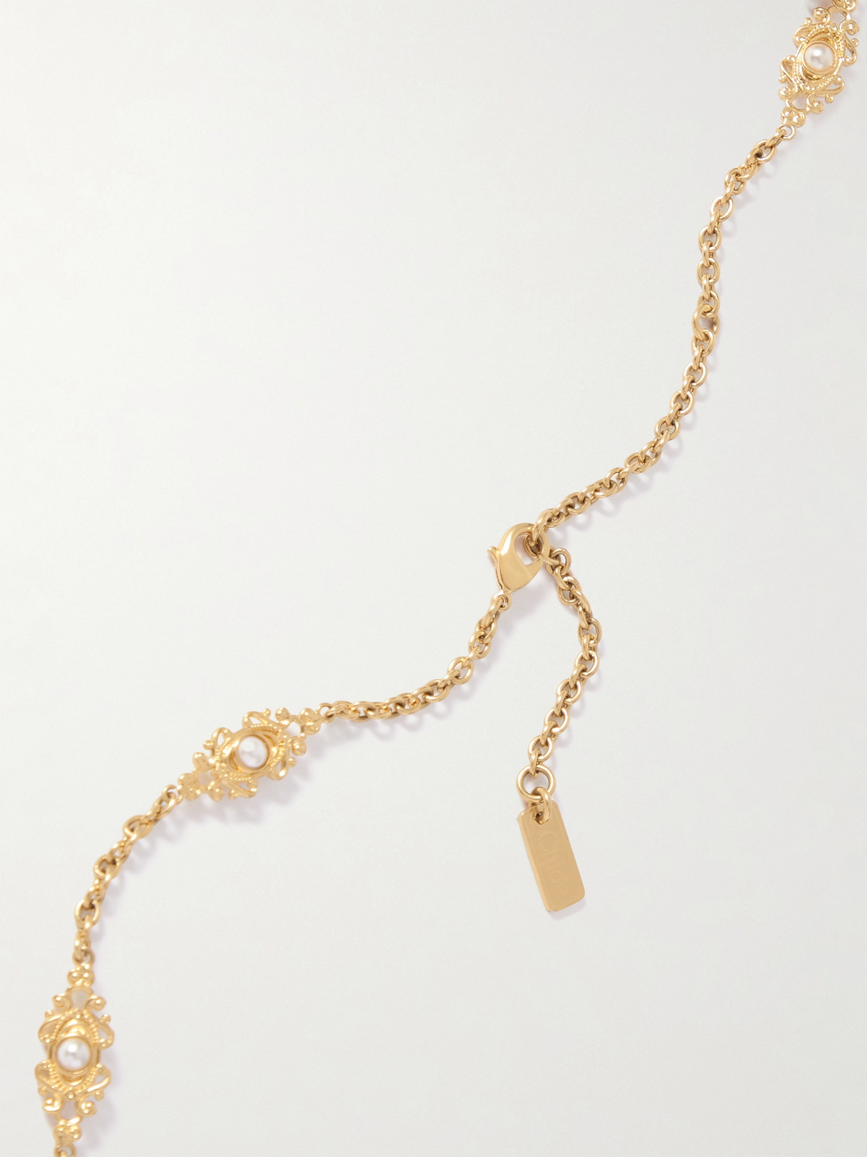 Chloé Gold-tone, Crystal, Resin And Faux Pearl Necklace