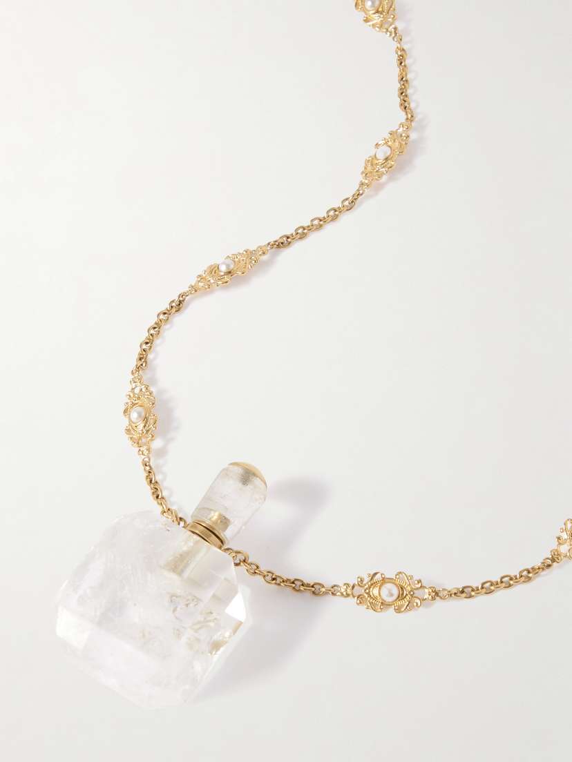 Chloé Gold-tone, Crystal, Resin And Faux Pearl Necklace