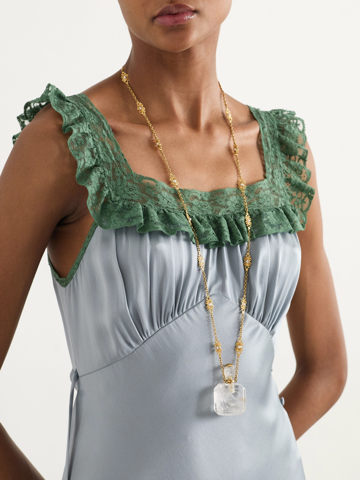 Chloé Gold-tone, Crystal, Resin And Faux Pearl Necklace