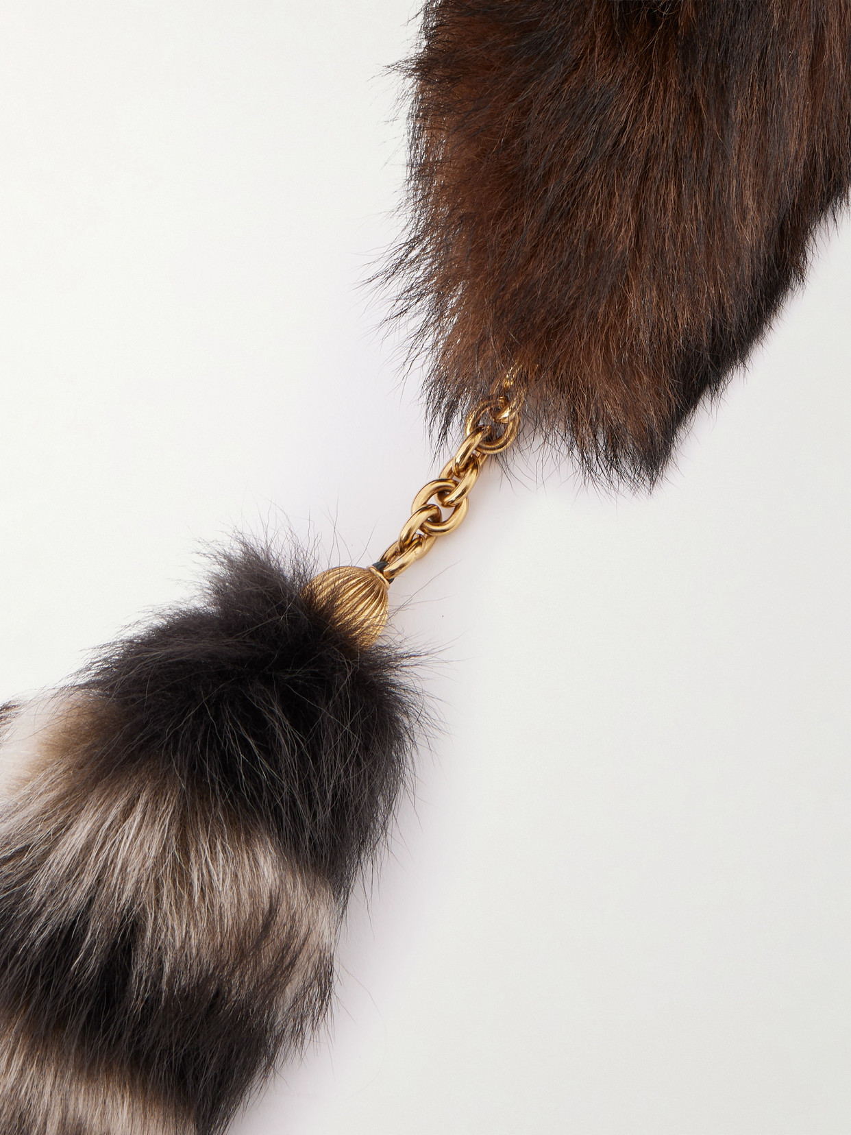 Chloé Embellished Shearling Scarf In Brown