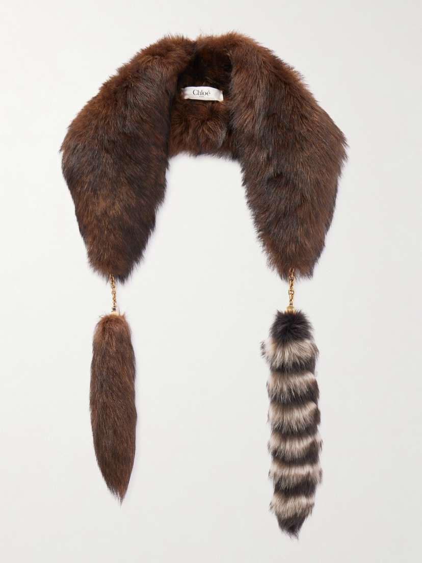 Chloé Embellished Shearling Scarf