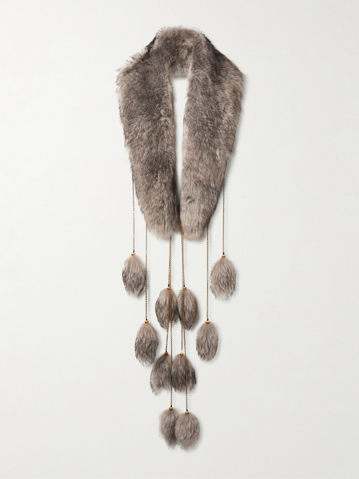Chloé Embellished Shearling Scarf In Brown