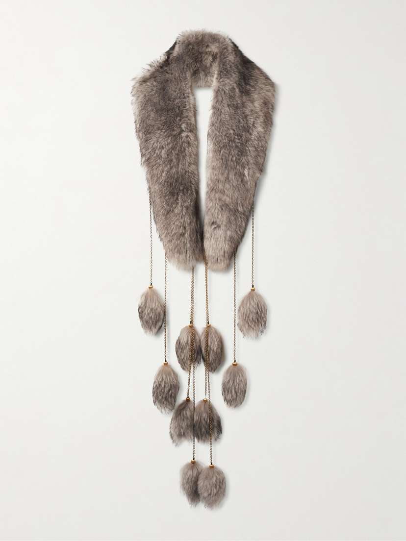 Chloé Embellished Shearling Scarf