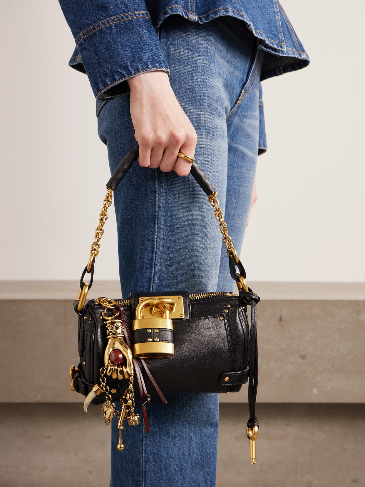 Chloé Laiton Gold-tone And Leather Bag Charm In Gold