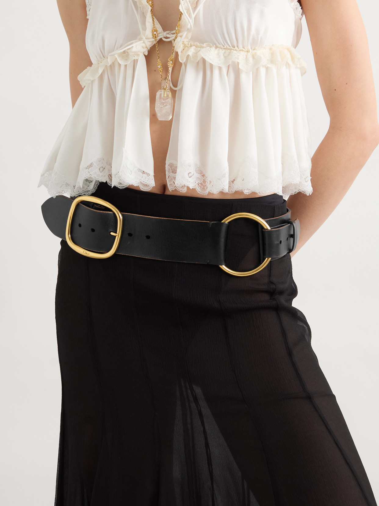 Chloé Leather Belt In Black