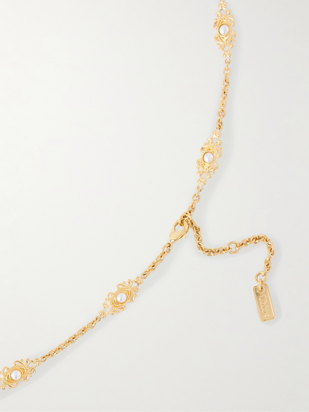 Chloé Gold Metal Necklace Featuring Gemstone Pendant In Gold
