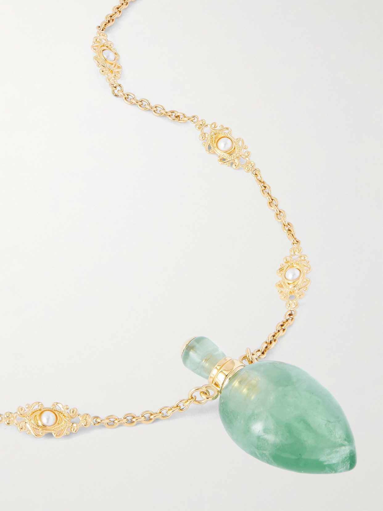 Chloé Gold Metal Necklace Featuring Gemstone Pendant In Gold