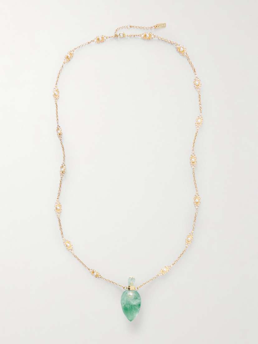 Chloé Gold-tone, Fluorite And Resin Necklace