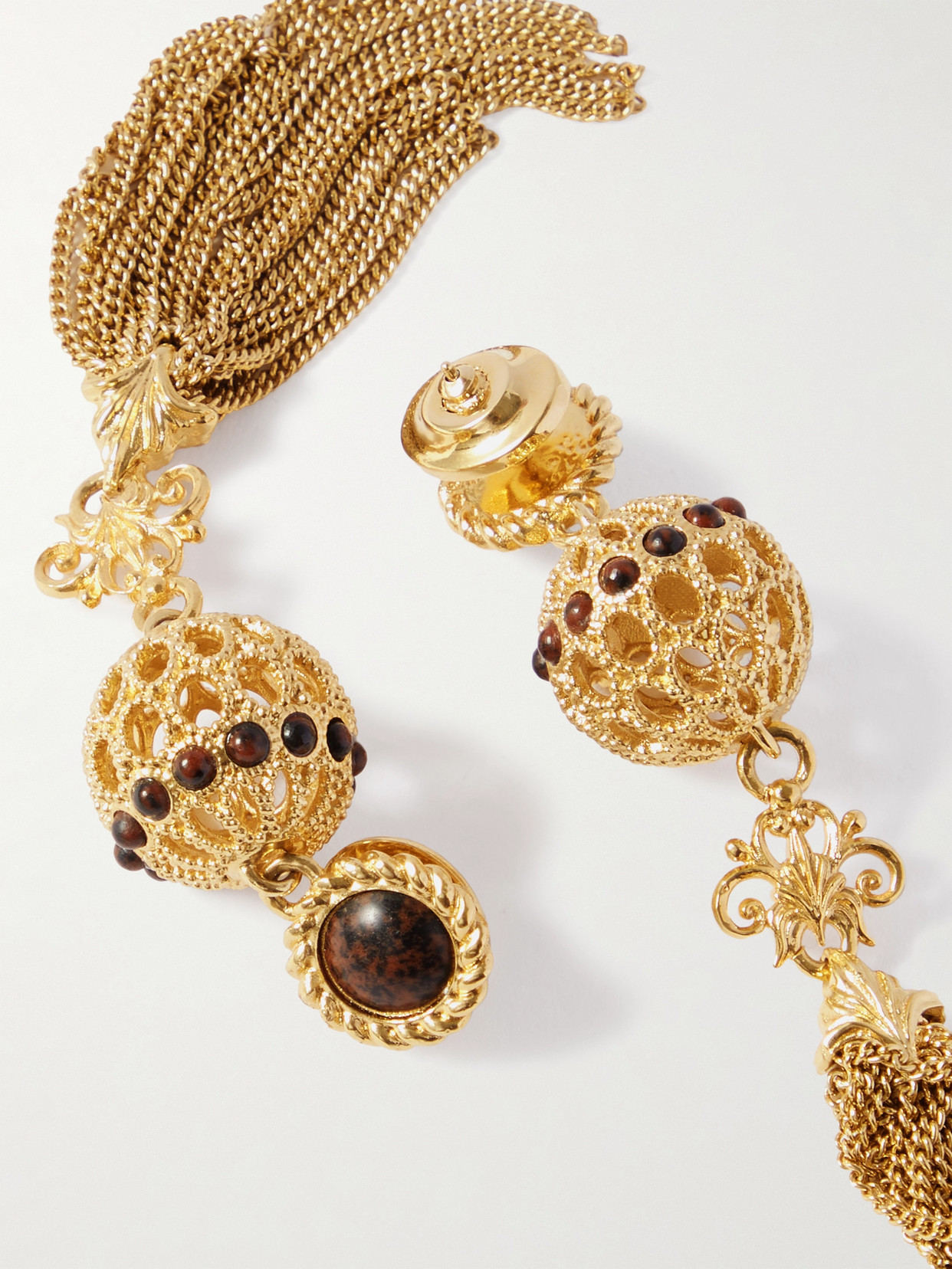 Chloé Obsidian Drop Earrings In Gold