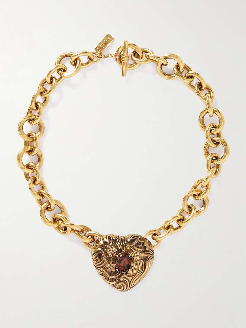 Chloé Bashed Gold-tone And Resin Necklace